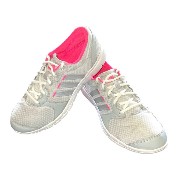 Adidas Trainers KEY FLEX FITFOAM Pink & Gray Flexible Excellent Condition Size 9 - Picture 2 of 12